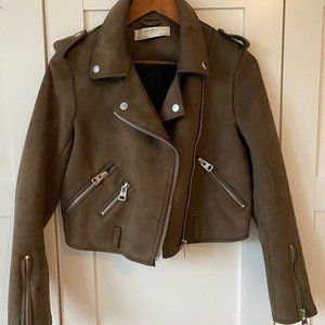 Suede Like Bomber Motorcycle Jacket